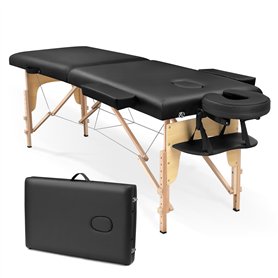 Higliocas Table de massage pliable cosmétique : 2 zones en bois Table de massage mobile Lit de massage pour physiothérapie et ta