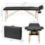 Higliocas Table de massage pliable cosmétique : 2 zones en bois Table de massage mobile Lit de massage pour physiothérapie et ta