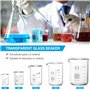 HATANSE 5 Pièces Bécher Gradué en Verre Borosilicate 5ml 10ml 25ml 50ml 100ml Béchers Forme Basse pour Laboratoire Cuisine et É
