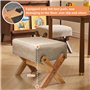 HWSWSH Pouf Repose Pieds en Bois, Ottoman Pouf Rectangulaire en Tissu, Tabouret Pouf Salon Elastique, Canapé Rembourré Moderne, 