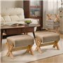 HWSWSH Pouf Repose Pieds en Bois, Ottoman Pouf Rectangulaire en Tissu, Tabouret Pouf Salon Elastique, Canapé Rembourré Moderne, 