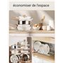 FOHERE Casseroles et Poêles 15 Pièces, Batterie de Cuisine Induction en Céramique Anti-adhésifs, Poele, Sauteuse, Casseroles, Po