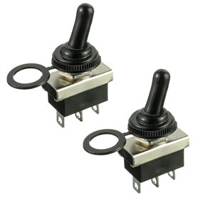 HUAREW KN3(D)-103 Interrupteur à bascule marche/arrêt 12V 25A 3 positions 3 broches étanche avec couvercle en caoutchouc (2 pièc