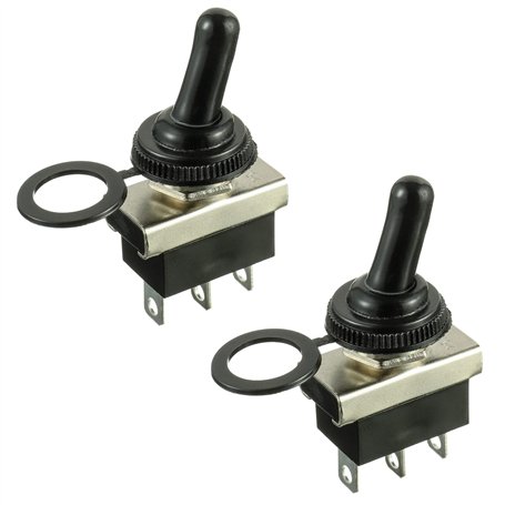 HUAREW KN3(D)-103 Interrupteur à bascule marche/arrêt 12V 25A 3 positions 3 broches étanche avec couvercle en caoutchouc (2 pièc