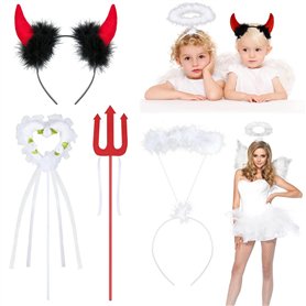 Mikqky 4 Pièces Ange Et Démon Bandeau d'halloween