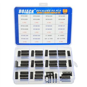 BOJACK 20 Valeurs 50 Pcs SN74LS et SN74HC Series Kit d'assortiment de puces IC logiques basse consommation pour le travail sur p
