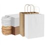 Sac Cadeau Kraft Avec Poignée - 21 Brun et Blanc Sacs Papier 21x15x8cm - Grand Format pour Fête