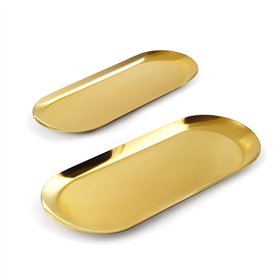 2 Pièces de Plateau Doré en Acier Inoxydable