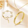 Bracelets Or pour Femme, Four Leaf Clover Necklace, Bracelet Trèfle à Quatre Feuilles pour Femme Fille, 18K Or Porte Bonheur Set