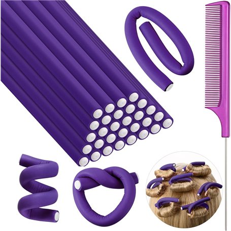 SHAPEPOTY 30 Tiges de Curling Flexibles Rouleaux de Cheveux Torsadés en Mousse Bigoudis de Cheveux sans Chaleur en Mousse Douce