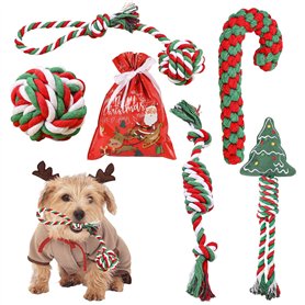 DECUIOCC Jeux interactifs pour chiens et jouets indestructibles - Pack de Noël avec peluche pour chiens et sac cadeau