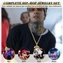 WYRGQIQN Kit Complet de Bijoux Hip Hop - Idéal Pour Costumes Eminem, Joker, Bonnie et Clyde et Déguisements des Années 80 et 90