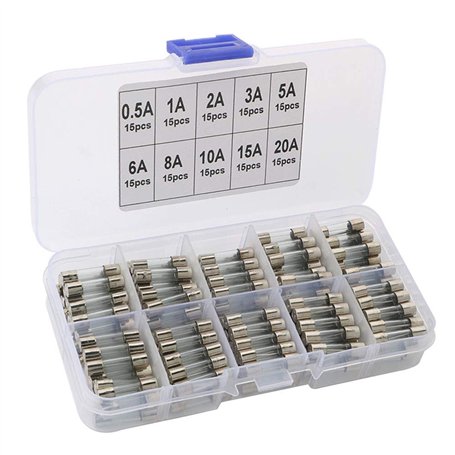 FULARR 150Pcs 5x20mm Professionnel Voiture Verre Tube Fusible