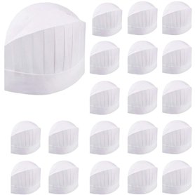 20 pièces de Chapeau de Chef jetable Chapeau de Chef pâtissier à dôme réglable de 9 Pouces