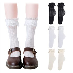 Meifiyu 3 Pairs Chaussettes de Cheville en Dentelle Chaussettes Ras du Cou