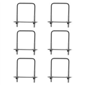 YIXNSW Lot de 6 boulons en U 80 x 50 mm Vis en U M6 en acier inoxydable avec écrou cadre et rondelle Vis à étrier pour la répara