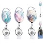 ZALHIN 3 Pieces Porte Badge Enrouleur avec Motif Marbré - Porte Clef Retractable