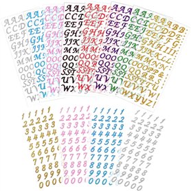 XZEIT 12 feuilles d'autocollants de lettre de nombre de paillettes