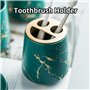 Ensemble de 4 accessoires de salle de bain en céramique marbrée - Distributeur de savon, porte-brosse à dents, gobelet, porte-sa