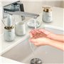 Ensemble de 4 accessoires de salle de bain en céramique marbrée - Distributeur de savon, porte-brosse à dents, gobelet, porte-sa