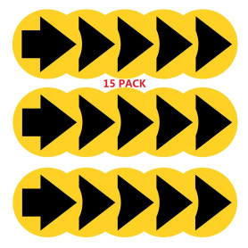 Lot de 15 autocollants de sol directionnels en forme de flèche - 30 cm - Autocollants ronds - Étanches - Antidérapants - Pour en