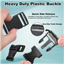 SLTAXAR 2 PCS Sangle Nylon 5m*2.5cm, Sangle Nylon 25mm Noir Boucle Plastique Clip Clips Boucle en Plastique Boucle Attache Rapid