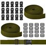 SLTAXAR 2 PCS Sangle Nylon 5m*2.5cm, Sangle Nylon 25mm Noir Boucle Plastique Clip Clips Boucle en Plastique Boucle Attache Rapid