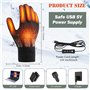 Gants Chauffants USB pour Homme Femme, Gants Chauffants électriques Lavable Mitten Chaleur hivernale Gants avec 3 Températures R