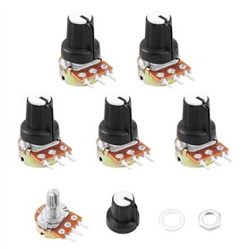 Hseamall 5PCS Potentiomètre Rotatif 10K OHM linéaire Potentiomètre 3 avec écrous et rondelle