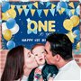 XZEIT 1e Anniversaire Bannière Décorations fête en Or Bleu, Joyeux Anniversaire Bannière Décorations de Fête 1e Anniversaire pou