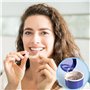 ROMOLY 2 Pieces Boite Appareil Dentaire avec Une Couche De Nettoyage (Bleu&Blanc) - Boite a Dentier, Bains pour Dentier Provisoi
