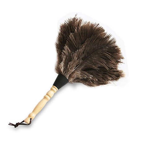 Plumeau en plumes d'autruche avec manche en bois