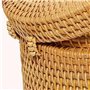 Kagodri Boîte à mouchoirs ronde en rotin, support de papier toilette en osier avec couvercle, distributeur de conteneur rond, co