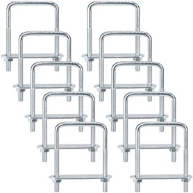 BLUESEABUY 10 Pièces Boulons en U M6 50 x 80 mm Acier Inoxydable U-Boulons avec Écrous et Plaque de Cadre pour Remorque Fixation