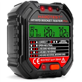 MINSHUXI Testeur de Prise 90-250V Testeur de Circuit Electrique Courant Automatique Détecteur de Tension de Polarité avec LCD Te