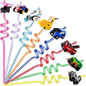 Lot de 16 pailles colorées pour enfants - Pour anniversaire d'enfant - Pailles colorées - Pour la crème glacée