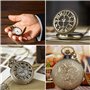 LUCKYKODOR Montre de Poche Vintage Nombre de Chance avec chaîne Pocket Watch Ultra-Mince Montre à Gousset Cadeau d'anniversaire 