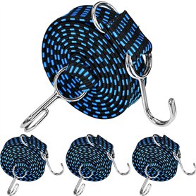 MINSHUXI 4Pcs Tendeurs Elastique Crochets 200X3CM Sandow Elastique Réglables Corde Elastique Elastique Plate Tendeur pour Vélo M