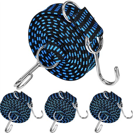 MINSHUXI 4Pcs Tendeurs Elastique Crochets 200X3CM Sandow Elastique Réglables Corde Elastique Elastique Plate Tendeur pour Vélo M