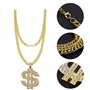 ZJRung Kit de Costume Hip Hop Lunettes de Soleil et Bagues de Rappeur Chapeau de Pêcheur Collier Dollar Bracelet Chaîne d'or 80s