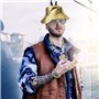 ZJRung Kit de Costume Hip Hop Lunettes de Soleil et Bagues de Rappeur Chapeau de Pêcheur Collier Dollar Bracelet Chaîne d'or 80s