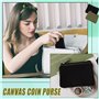 TRKETK 2 Pièces Petits Portefeuilles Mini Porte Monnaie Portable Porte Monnaie Unisexe en Toile avec Fermeture éclair pour Carte