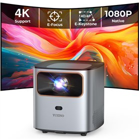 YUZINO Videoprojecteur 4K Supporté【Focus électrique & Correction trapézoïdale & Zoom】 15000L Natif 1080P WiFi Bluetooth Projecte