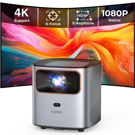 YUZINO Videoprojecteur 4K Supporté【Focus électrique & Correction trapézoïdale & Zoom】 15000L Natif 1080P WiFi Bluetooth Projecte