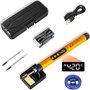 NathrBTV Fer à souder sans fil avec écran LCD Fer à souder rechargeable par USB Température réglable Avec trois pannes de soudur