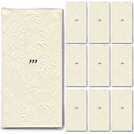 Moments Ornament Lot de 100 mouchoirs (10 x 10) Crème/beige – Uni avec ornements en relief/mariage/larmes de joie