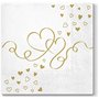Lot de 20 serviettes de table motif cœurs dorés