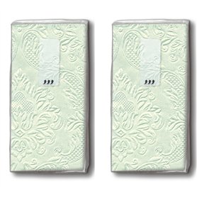 20 Mouchoirs (2 x 10) Mouchoirs Moments Ornament Pale Green Uni Vert pastel et ornements geprägt/joie larmes/mariage