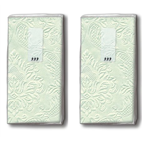 20 Mouchoirs (2 x 10) Mouchoirs Moments Ornament Pale Green Uni Vert pastel et ornements geprägt/joie larmes/mariage