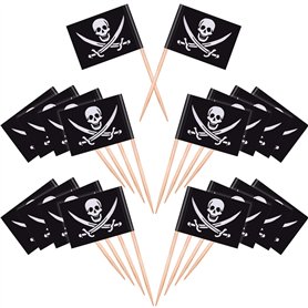 100 Pièces Cocktail de Pirate Drapeaux de Cure-Dents Gâteaux Toppers pour la Nourriture